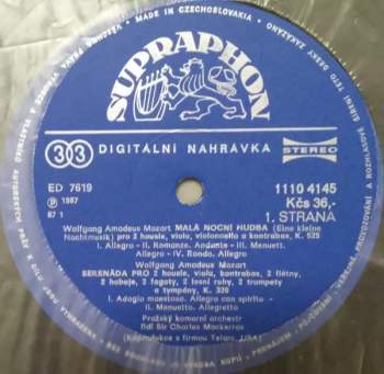 Wolfgang Amadeus Mozart: Malá Noční Hudba /K.525 / Serenáda S Poštovním Rohem / K.320