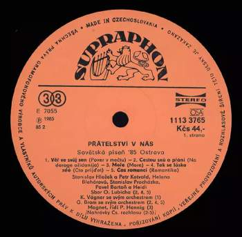 Various: Přátelství V Nás - Ostrava '85 (VII. Přehlídka Sovětské Populární Písně)
