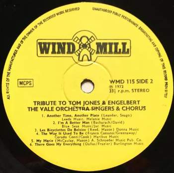 The Vale Orchestra With Singers & Chorus: Tribute To Tom Jones And Engelbert