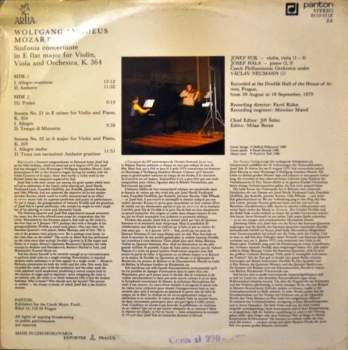The Czech Philharmonic Orchestra: Sinfonia Concertante In E Flat Major For Violin, Viola And Orchestra, K.364