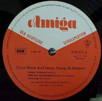 Count Basie: Count Basie And Lester Young At Newport