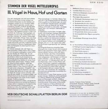No Artist: Stimmen Der Vögel Mitteleuropas - III. Vögel In Haus, Hof Und Garten