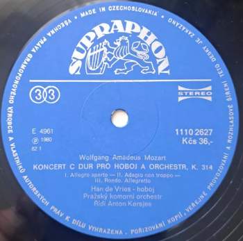 Wolfgang Amadeus Mozart: W.A. Mozart Koncerty Pro Hoboj A Orchestr K.314, K.294 b
