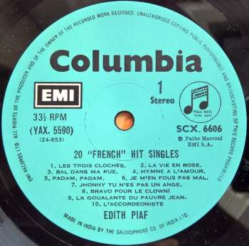Edith Piaf: 20 'French' Hit Singles