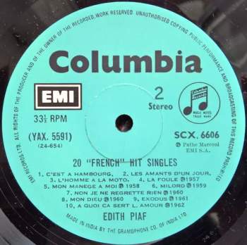 Edith Piaf: 20 'French' Hit Singles
