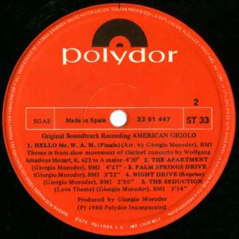 Giorgio Moroder: American Gigolo (Original Soundtrack Recording)