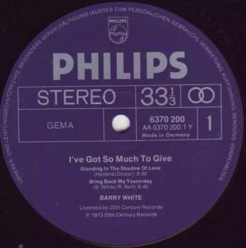Barry White: I've Got So Much To Give