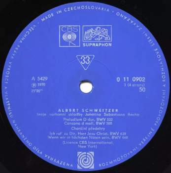 Albert Schweitzer: Hraje Bacha (2xLP + BOX + BOOKLET)