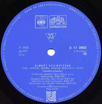 Albert Schweitzer: Hraje Bacha (2xLP + BOX + BOOKLET)