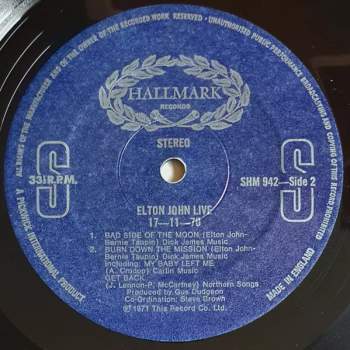 Elton John: Best Live Rarities Of Elton John