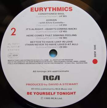 Eurythmics: Be Yourself Tonight