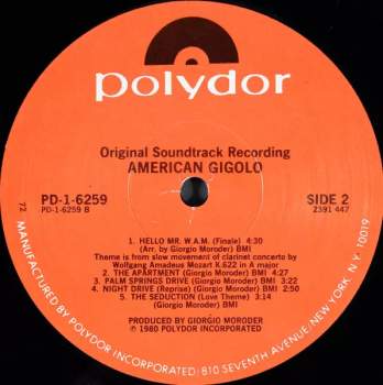 Giorgio Moroder: American Gigolo (Original Soundtrack Recording)