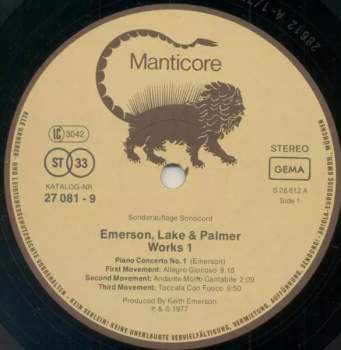 Lake & Palmer Emerson: Works (Volume 1)