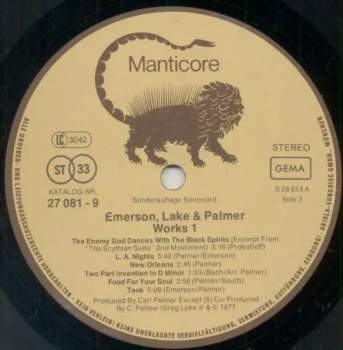 Lake & Palmer Emerson: Works (Volume 1)