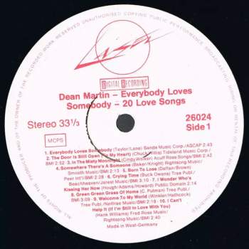 Dean Martin: Everybody Loves Somebody (20 Love Songs)