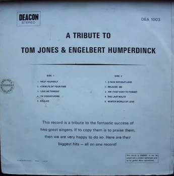 The Studio 77 Orchestra & Singers: A Tribute To Tom Jones And Engelbert Humperdinck