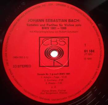 Johann Sebastian Bach: Sonaten Und Partiten Für Violine Solo BWV 1001-1006 Mit Der Klavierbegleitung Von Robert Schumann