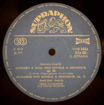 The Czech Philharmonic Orchestra: Koncert A Moll  / Romance · Pro Housle A Orchestr