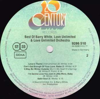 Barry White: Best Of Barry White, Love Unlimited & Love Unlimited Orchestra