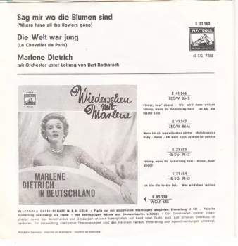 Marlene Dietrich: Sag Mir Wo Die Blumen Sind / Die Welt War Jung