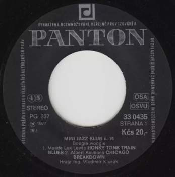 Vladimír Klusák: Mini Jazz Klub 15 (Vladimír Klusák Hraje Boogie Woogie)