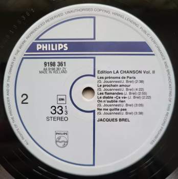 Jacques Brel: Edition La Chanson Vol. II