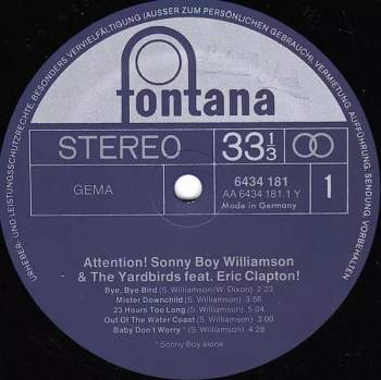 The Yardbirds: Attention! Sonny Boy Williamson And The Yardbirds Featuring Eric Clapton!