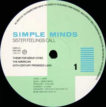 Simple Minds: Sister Feelings Call