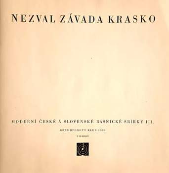 Vítězslav Nezval: Moderní České A Slovenské Básnické Sbírky III.
