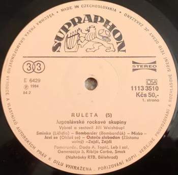 Various: Ruleta 5 (Jugoslávské Rockové Skupiny)