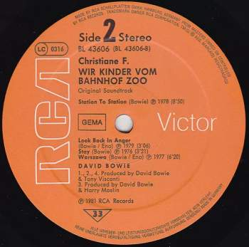 David Bowie: Christiane F. Wir Kinder Vom Bahnhof Zoo (Original Soundtrack)