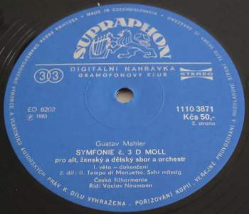 The Czech Philharmonic Orchestra: Symphony No. 3 (2xLP)