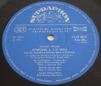 The Czech Philharmonic Orchestra: Symphony No. 3 (2xLP)