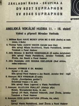 Noví Pěvci Madrigalů A Komorní Hudby: Anglická Vokální Hudba XI.-XVI. Století