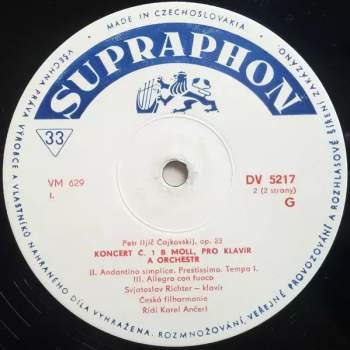 The Czech Philharmonic Orchestra: Koncert  Č. 1, B Moll Pro Klavír A Orchestr, Op. 23