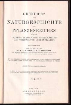 Günther Ritter Hänel von Cronenthall: Grundrisz der Naturgeschichte des Pflanzenreiches für die unteren Klassen der Mittelschulen und verwandten Lehranstalten