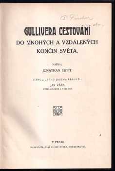 Jonathan Swift: Gullivera cestování do mnohých a vzdálených končin světa