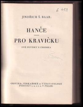 Jindřich Šimon Baar: Hanče ; Pro kravičku : dvě povídky z Chodska