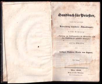 sv. Alfons Maria z Liguori: Handbuch für Priesten nach einer getreuen Uebersehung besonderer Abhandlungen