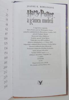 J. K Rowling: Harry Potter a kámen mudrců - 1. VYDÁNÍ