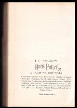 J. K Rowling: Harry Potter a tajomná komnata