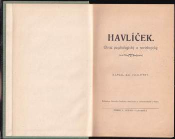 Havlíček : obraz psychologický a sociologický