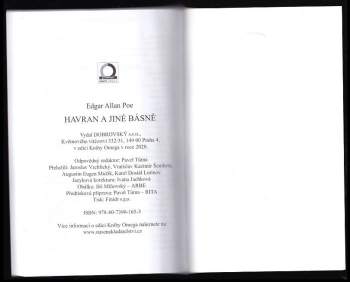Edgar Poe,: Havran a jiné básně