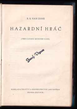S. S. van Dine: Hazardní hráč