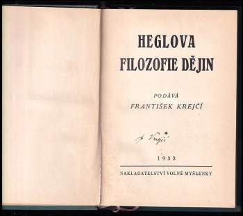 František Krejčí: Heglova filozofie dějin