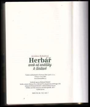 Jaroslava Bednářová: Herbář, aneb, Od anděliky k žindavě