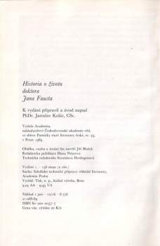 Jaroslav Kolář: Historia o životu doktora Jana Fausta