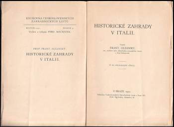 František Olšanský: Historické zahrady v Italii