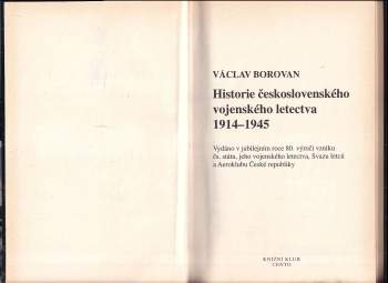 Václav Borovan: Historie československého vojenského letectva 1914-1945