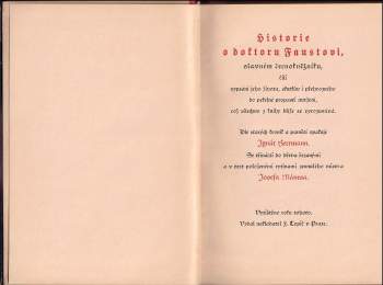 Ignát Herrmann: Historie o doktoru Faustovi, slavném černokněžníku, čili vypsání jeho života, skutkův i přehrozného do pekelné propasti uvržení, což všechno z knihy blíže se vyrozumívá